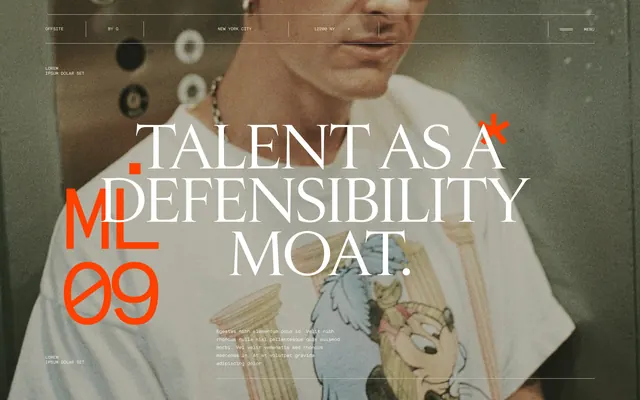 Talent as a Defensibility Moat, editorial, brutalist, high-contrast
