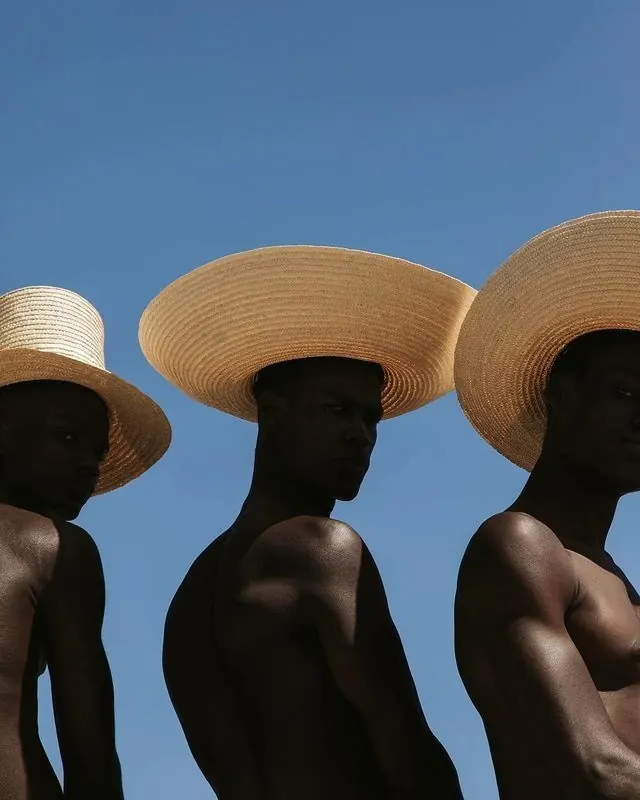 Sun Hat Portraits, minimal, photographic, high-contrast