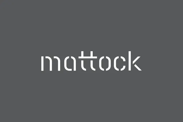 Mattock: minimal monochromatic wordmark, minimal, geometric, monochrome
