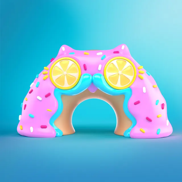 3D Render of a Pink Cat-Themed Sunglasses, playful, 3d-render, vibrant