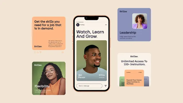 EdTech modular card composition, minimal, playful, light