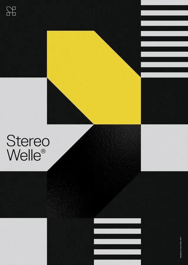 Stereo Welle Identity System, minimal, swiss, high-contrast
