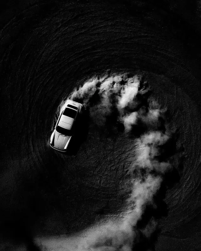 Abstract Swirl with Car, monochrome, abstract, monochrome