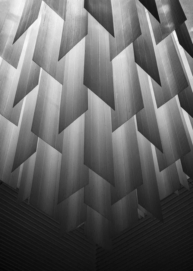 Geometric 3D Faceted Pattern, minimal, geometric, monochrome