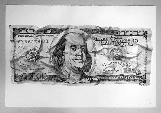 One Dollar Bill Illustration, retro, technical, monochrome