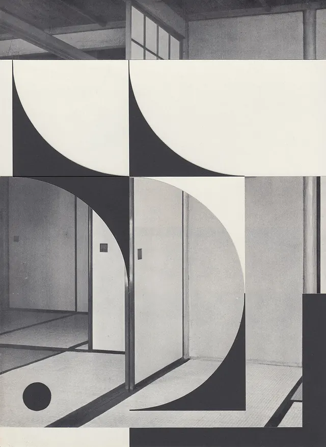 Geometric Architectural Collage, minimal, swiss, monochrome