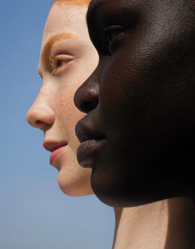 Overlapping Human Profiles, photographic, minimal, high-contrast