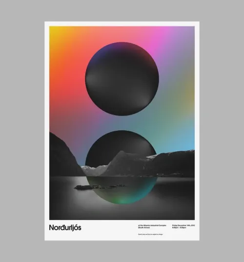Nordurjós Abstract Poster, minimal, gradient-heavy, vibrant