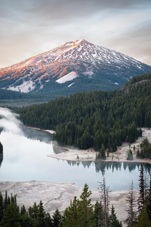 Snow-Capped Mountain Landscape, photographic, organic, muted