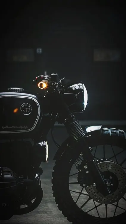 Motorcycle Headlight Close-up, dark-mode, photographic, dark