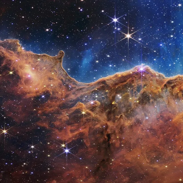 Nebula and Starfield Space Illustration, organic, maximalist, dark