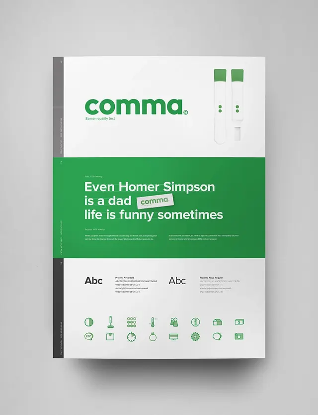 Comma Brand Identity Mockup, minimal, swiss, light