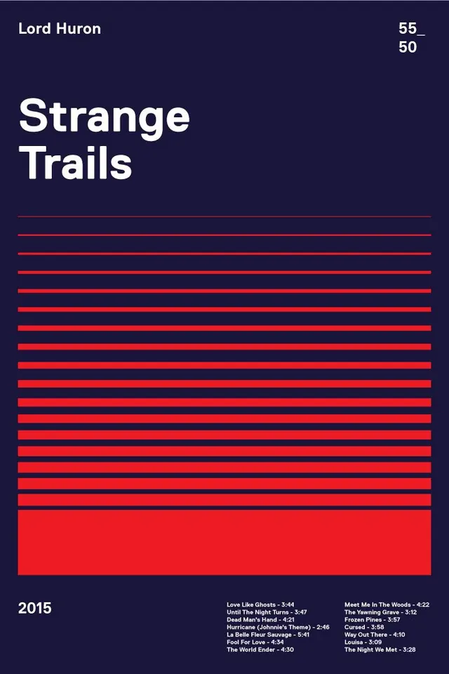 Strange Trails Poster, minimal, swiss, high-contrast
