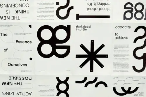 Abstract Geometric Typography Collage, minimal, swiss, monochrome