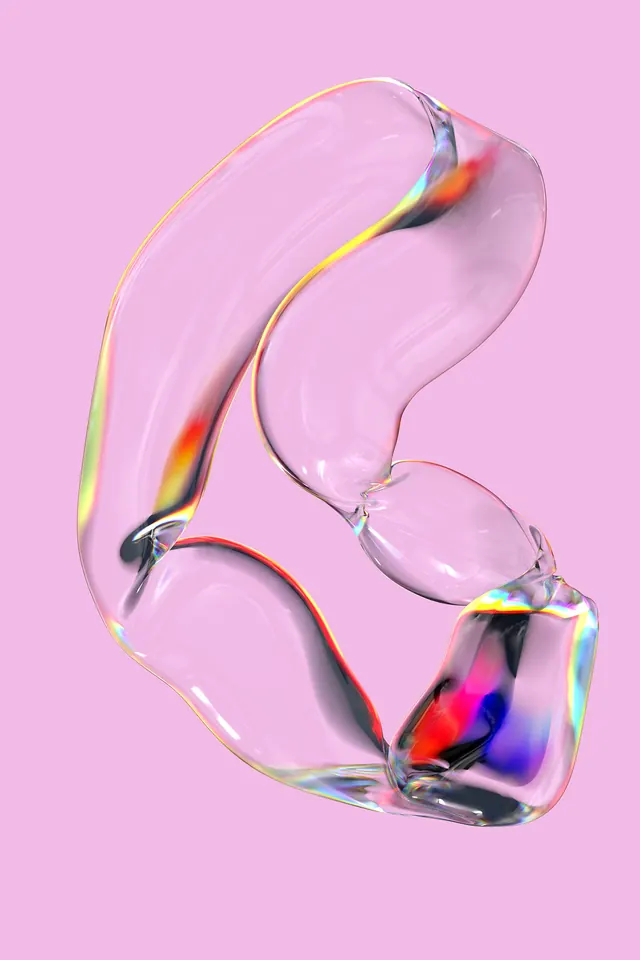Abstract Iridescent Fluid Shape, glassmorphism, organic, pastel