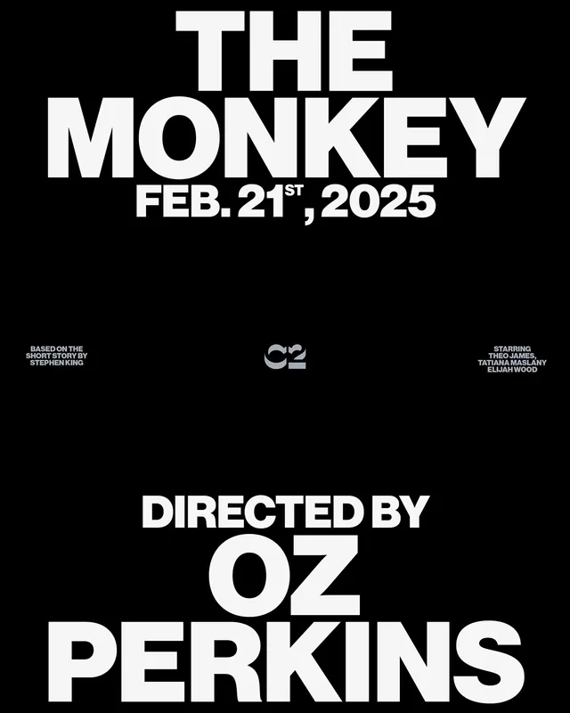 The Monkey Movie Poster, minimal, monochrome, high-contrast
