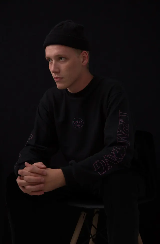 Male Model in Streetwear Mockup, minimal, dark-mode, dark