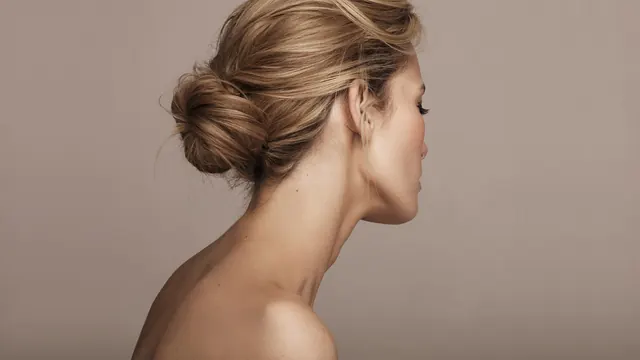 Profile of a Woman with Updo Hairstyle, minimal, luxury, muted