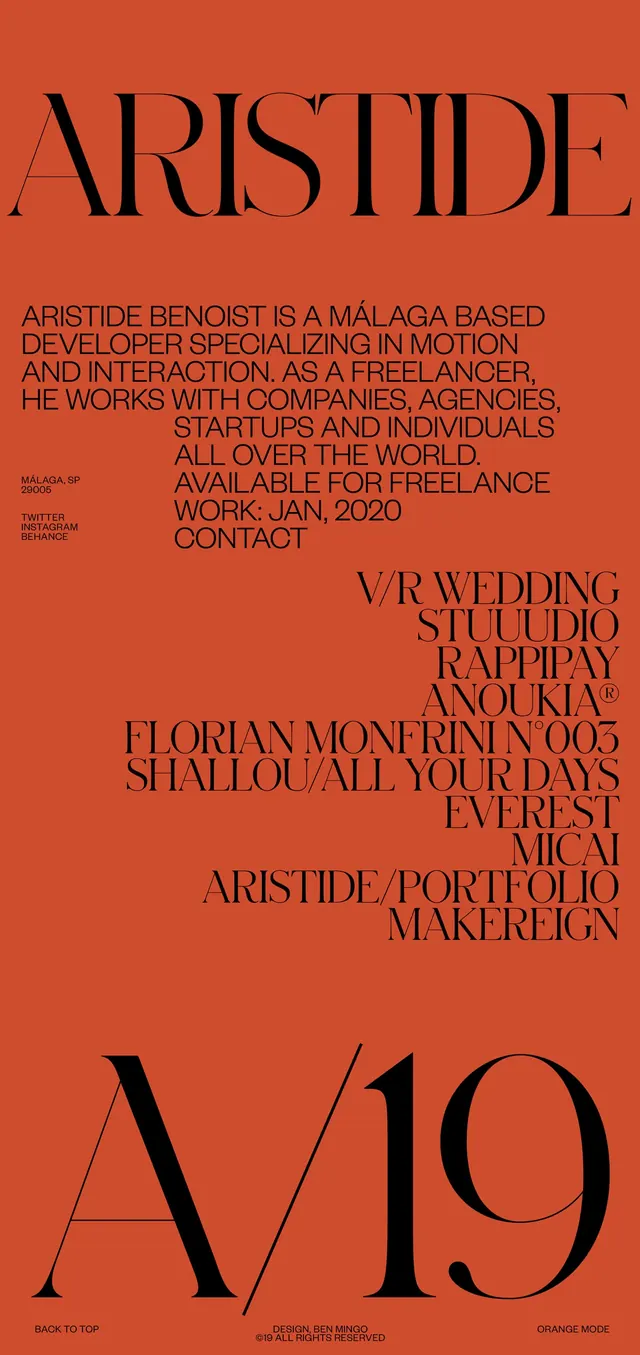 Aristide Benoit Portfolio Poster, minimal, swiss, high-contrast