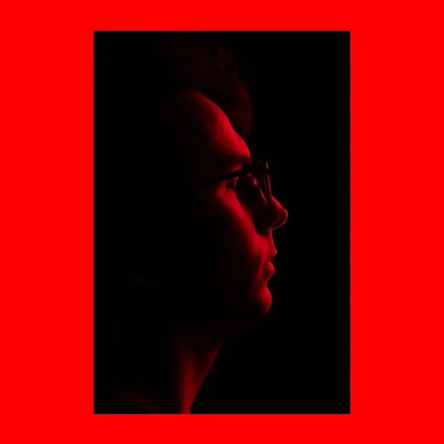 Red Framed Portrait, minimal, dark-mode, vibrant