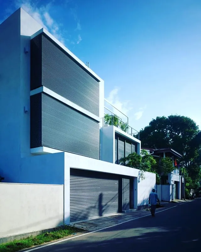 Modernist Architecture with Louvers, minimal, geometric, light
