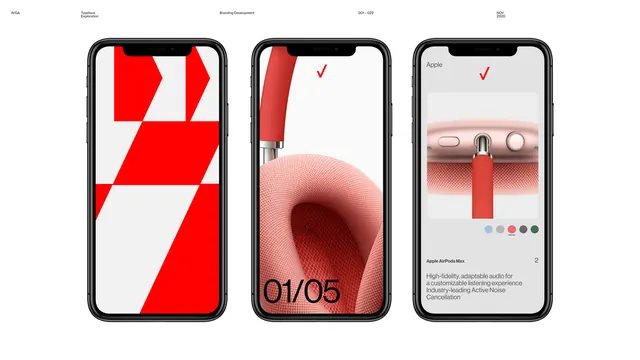 Mobile App UI Design Mockups, minimal, geometric, high-contrast