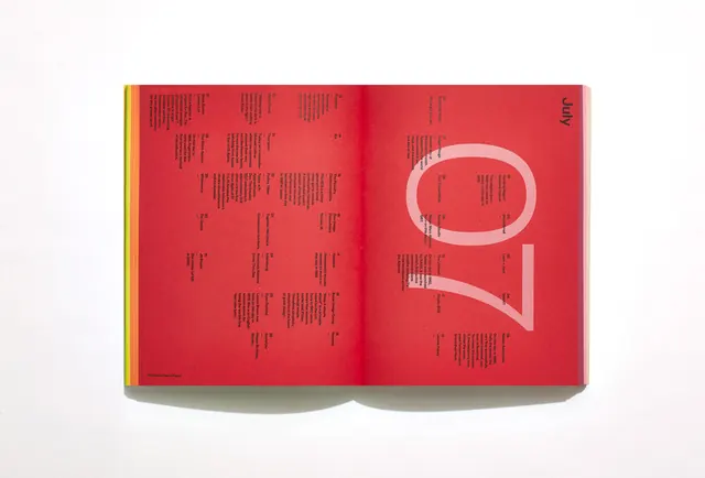 Red Editorial Spread with Oversized Typography, editorial, brutalist, vibrant