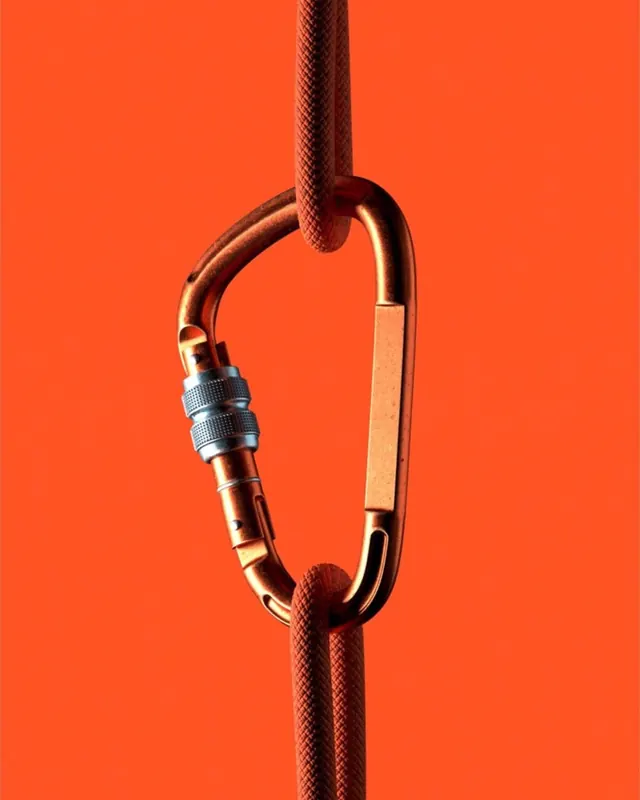 Carabiner and Rope Graphic, minimal, geometric, vibrant