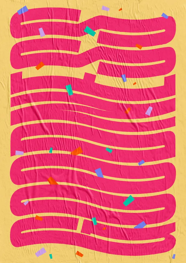 Abstract Pink Wave Pattern, playful, organic, vibrant