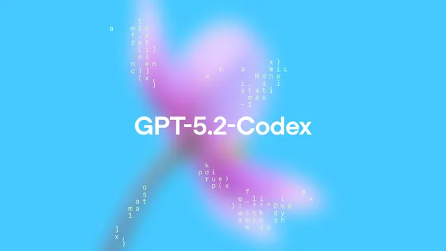 GPT-5.2-Codex centered title with code-fragment haze, minimal, abstract, light