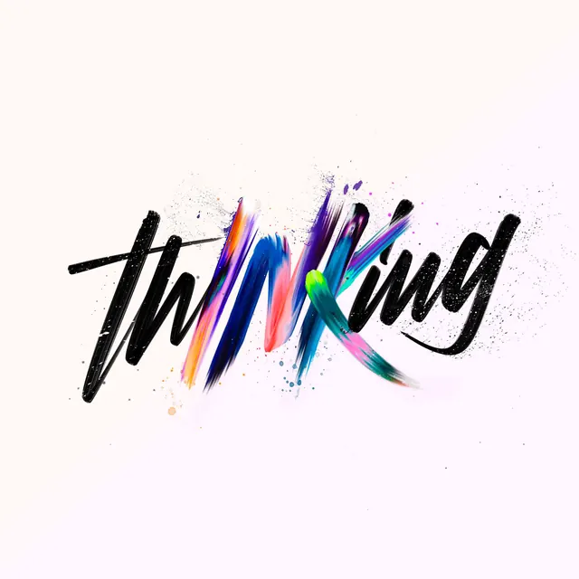 ThinkKing Wordmark, playful, gradient-heavy, vibrant