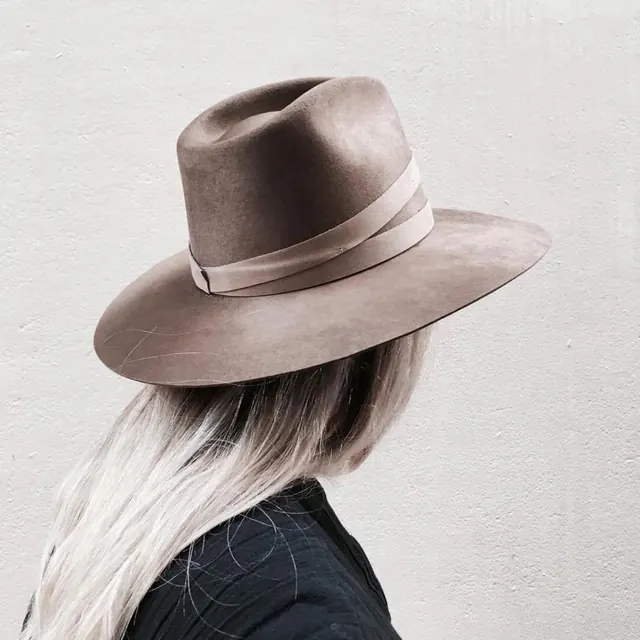 Woman in Brown Fedora Hat, photographic, minimal, muted