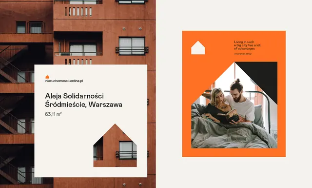 Real estate identity system: print collateral, editorial, geometric, warm