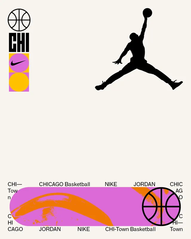 Chicago Basketball Brand Identity, minimal, flat, high-contrast