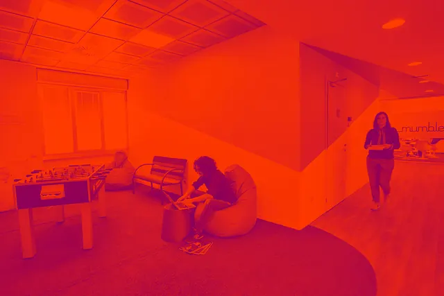 Monochromatic Red Interior Scene, abstract, photographic, vibrant