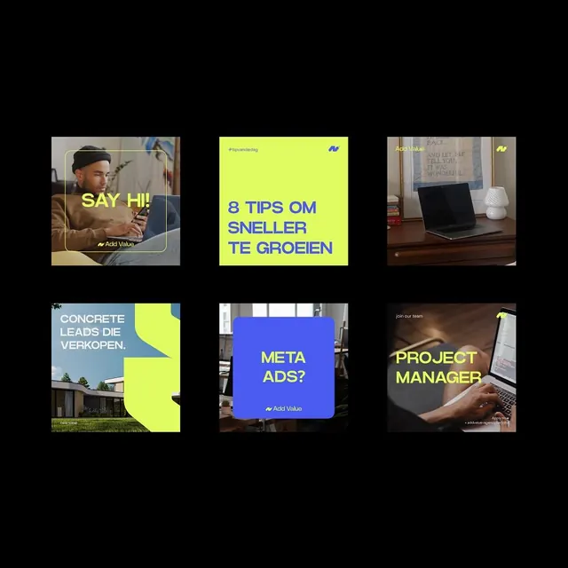 Add Value job-opening tile grid, minimal, flat, dark