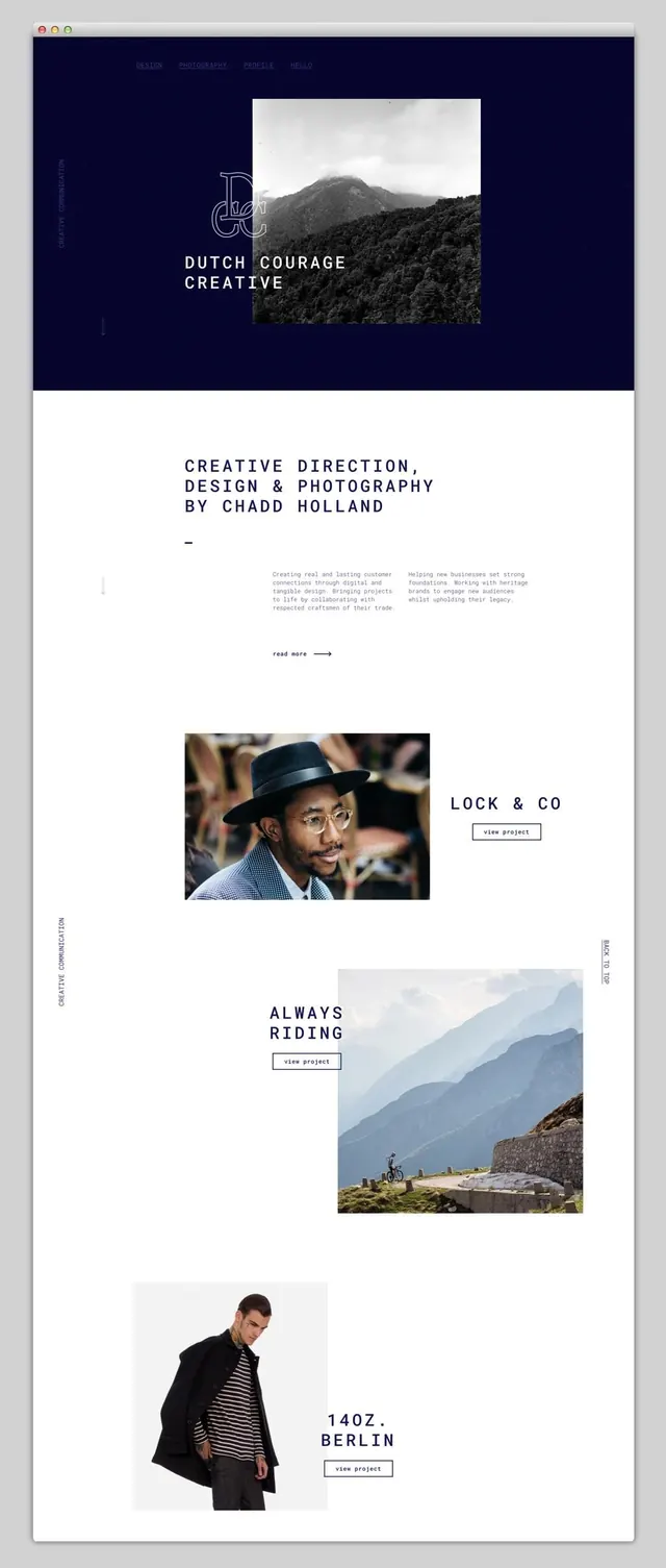 Creative Direction Portfolio Layout, minimal, editorial, high-contrast