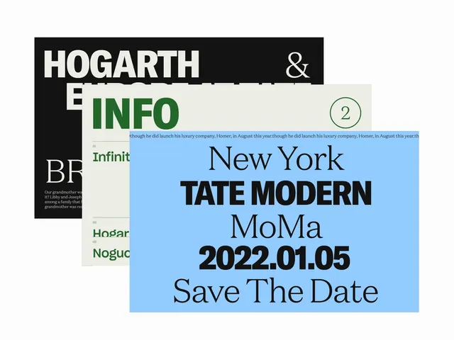 Tate Modern event announcement: high-contrast type system, minimal, light-mode, dark