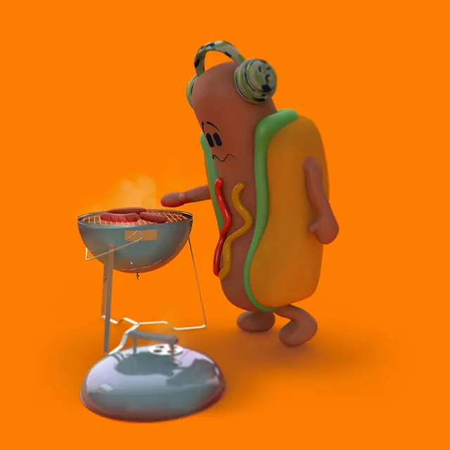 3D Character Illustration of a Hot Dog, playful, 3d-render, vibrant