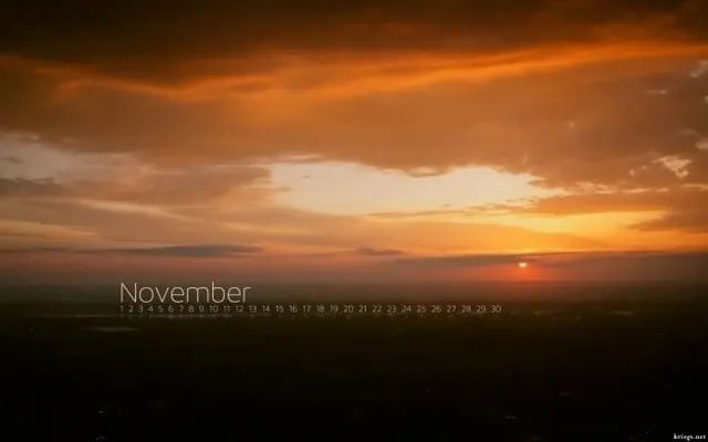 November Calendar Typography, photographic, minimal, warm