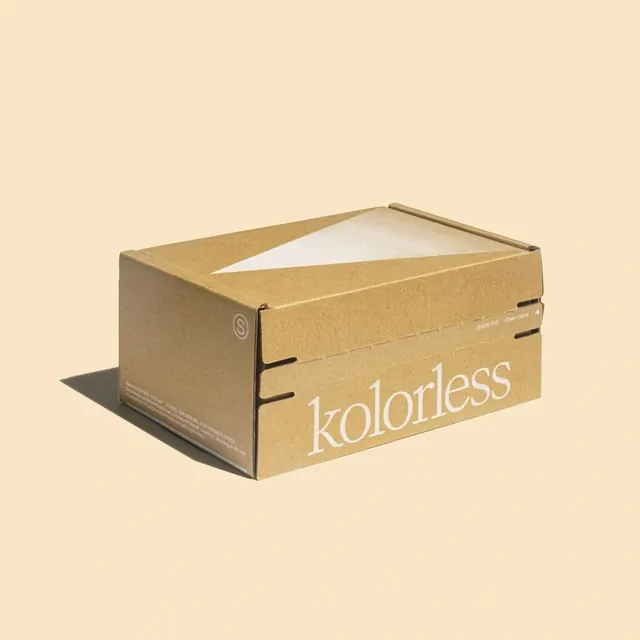 Kolorless Packaging Mockup, minimal, corporate-clean, muted