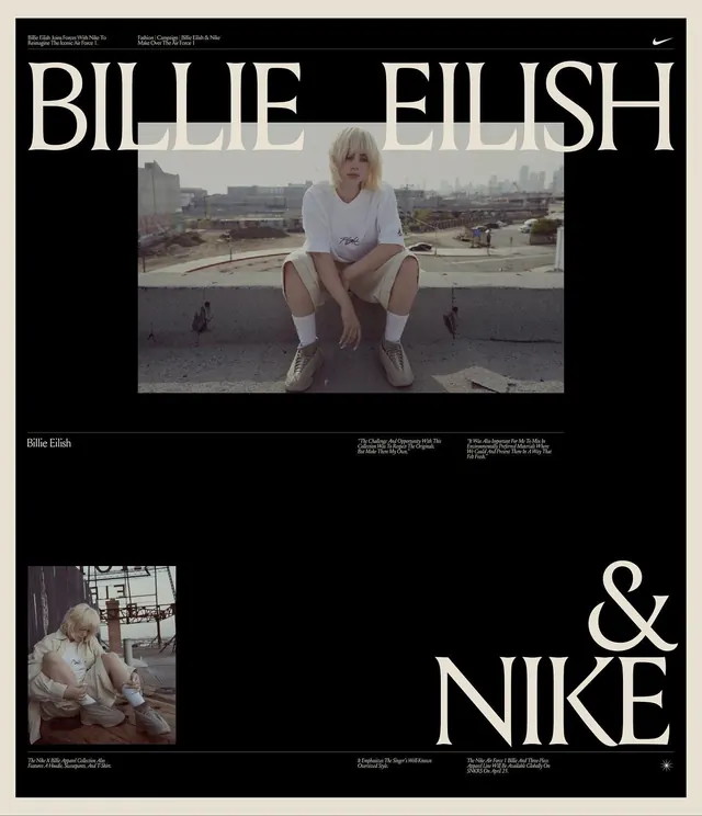 Blue Fish x Nike Editorial Layout, minimal, swiss, monochrome