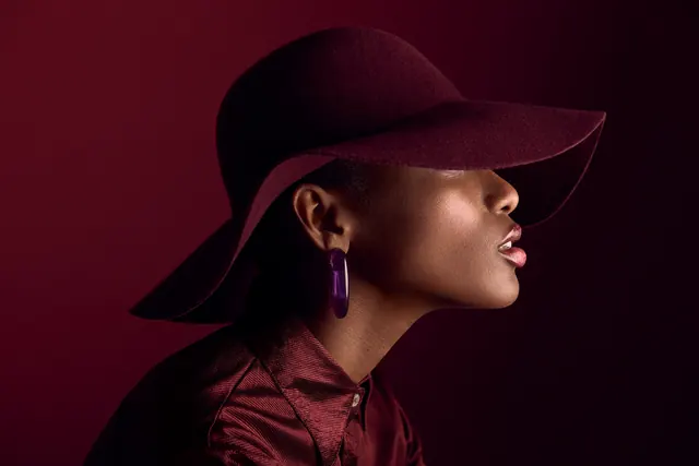 Woman in Wide-Brimmed Hat, luxury, photographic, dark