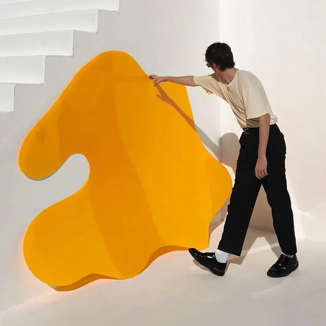 Abstract Yellow Sculpture Mockup, minimal, organic, vibrant