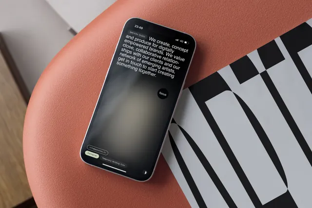Smartphone Mockup with Text Overlay, minimal, technical, high-contrast