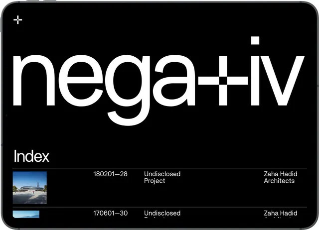 Nega+iv Index Layout, minimal, swiss, high-contrast