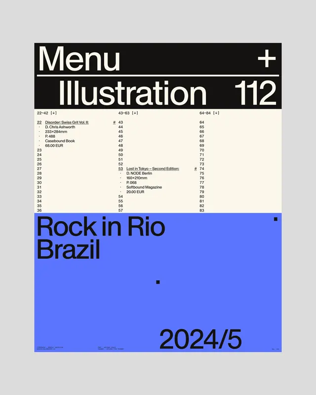 Menu Illustration Layout, minimal, swiss, high-contrast