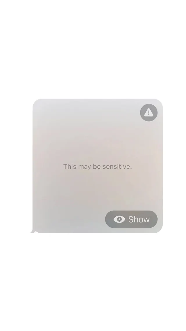 Sensitive Content Warning UI, minimal, light-mode, light