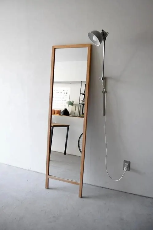 Minimalist Interior Mockup with Mirror, minimal, photographic, light