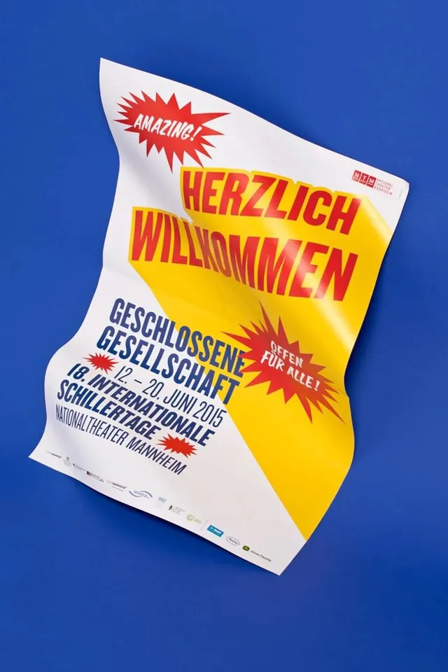Herzlich Willkommen Promotional Flyer, flat, geometric, vibrant